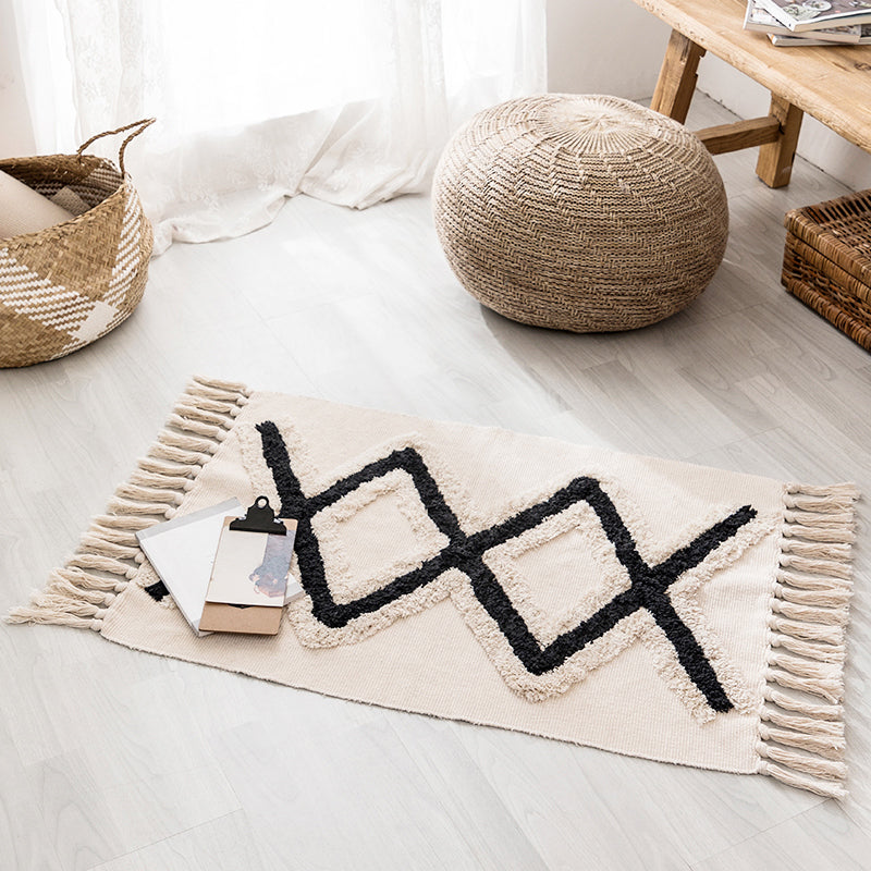 Avtoit | Western geometric printed carpet Multicolored jute carpet Pet-friendly, stain-resistant indoor runner with fringes for the room