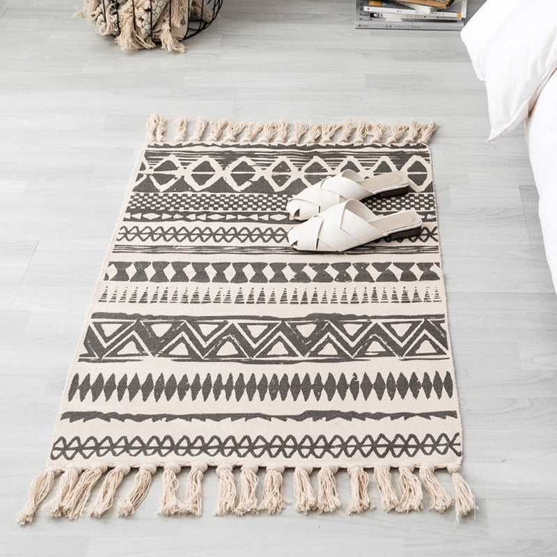 Avtoit | Western geometric printed carpet Multicolored jute carpet Pet-friendly, stain-resistant indoor runner with fringes for the room