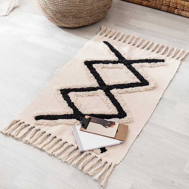 Avtoit | Western geometric printed carpet Multicolored jute carpet Pet-friendly, stain-resistant indoor runner with fringes for the room