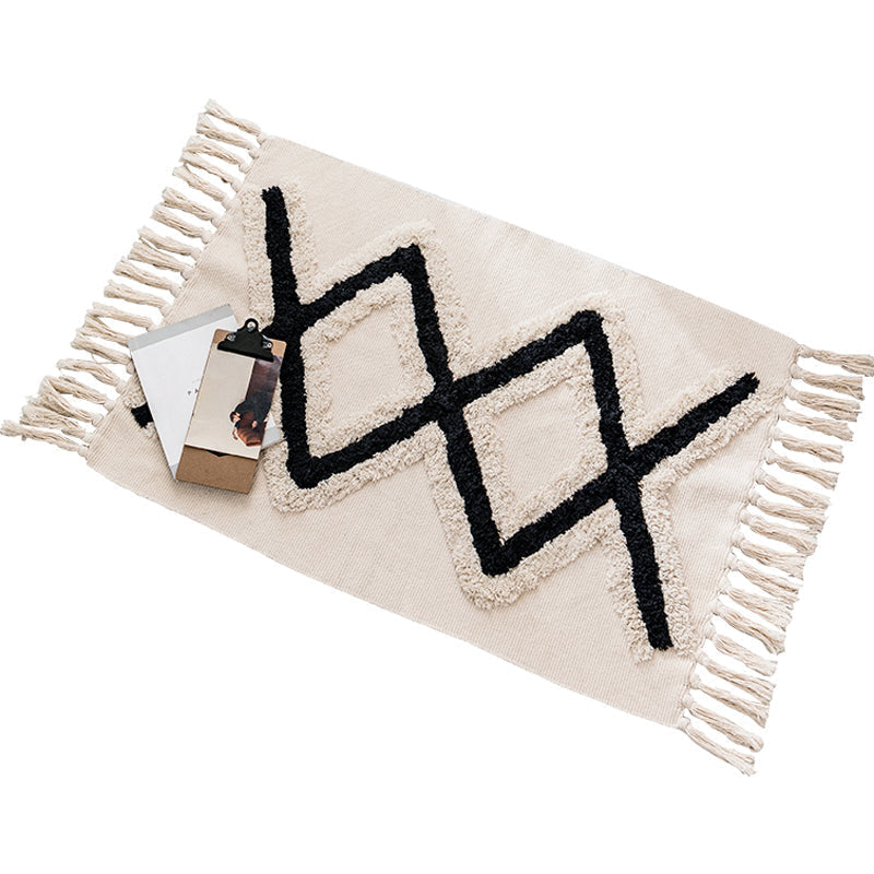Avtoit | Western geometric printed carpet Multicolored jute carpet Pet-friendly, stain-resistant indoor runner with fringes for the room