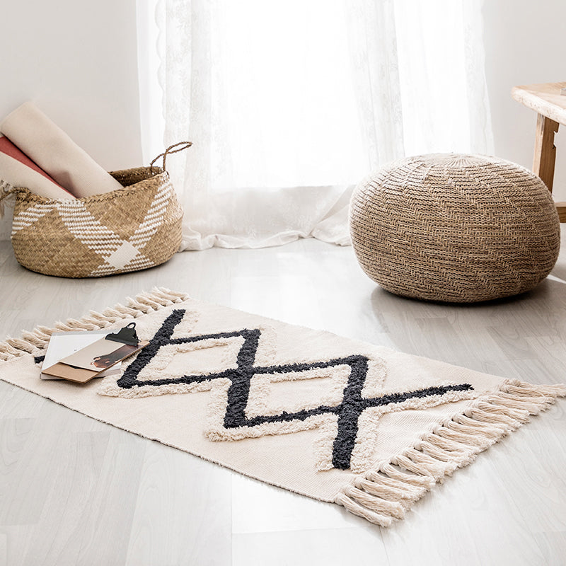 Avtoit | Western geometric printed carpet Multicolored jute carpet Pet-friendly, stain-resistant indoor runner with fringes for the room