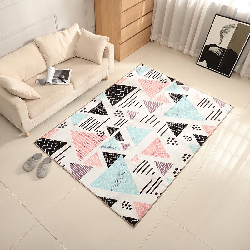 Avtoit | New Living Room Rug Multicolor Geometric Print Area Rug Polyester Non-Slip Backing Easy Care Indoor Rug