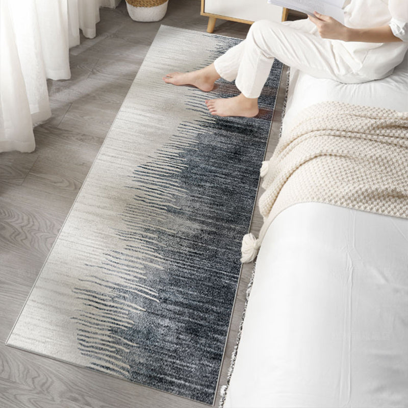Avtoit | Minimalist bedroom mat dark gray-white abstract printed carpet made of polyester non-slip back maintenance-friendly carpet
