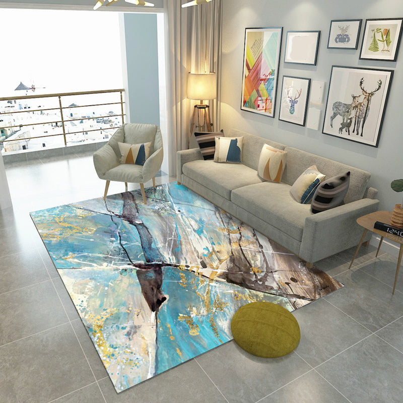 Avtoit | Steampunk Living Room Rug Multicolor Abstract Print Indoor Rug Polyester Non-slip Pet-friendly Rug