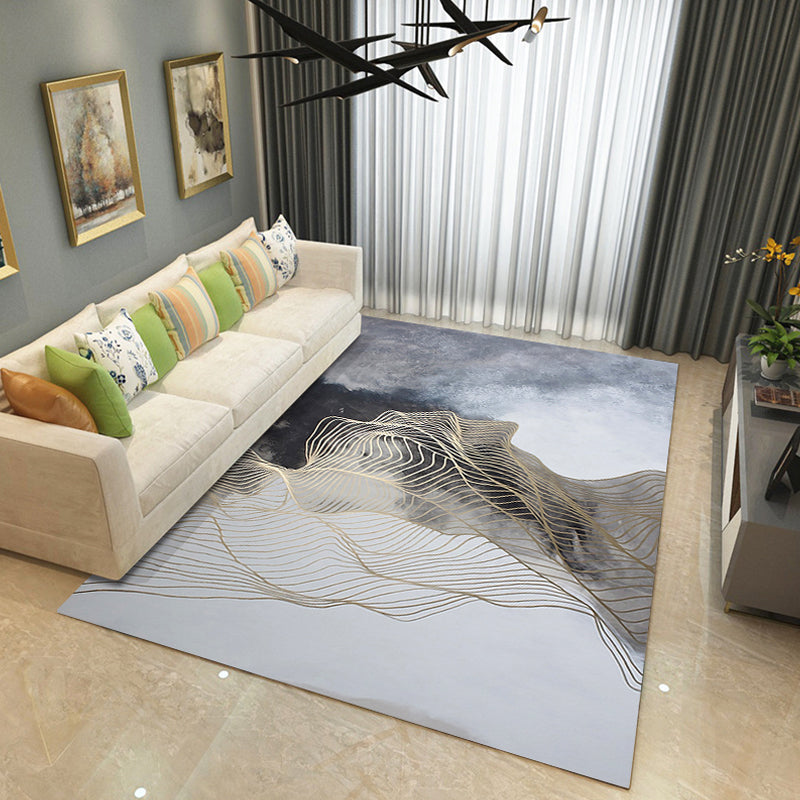 Avtoit | Steampunk Living Room Rug Multicolor Abstract Print Indoor Rug Polyester Non-slip Pet-friendly Rug