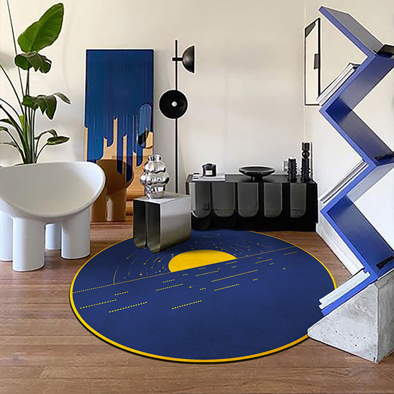 Avtoit | Blue Western Rug Polypropylene Color Block Indoor Carpet Non-Slip Back Stain Resistant Washable Rug for Living Room