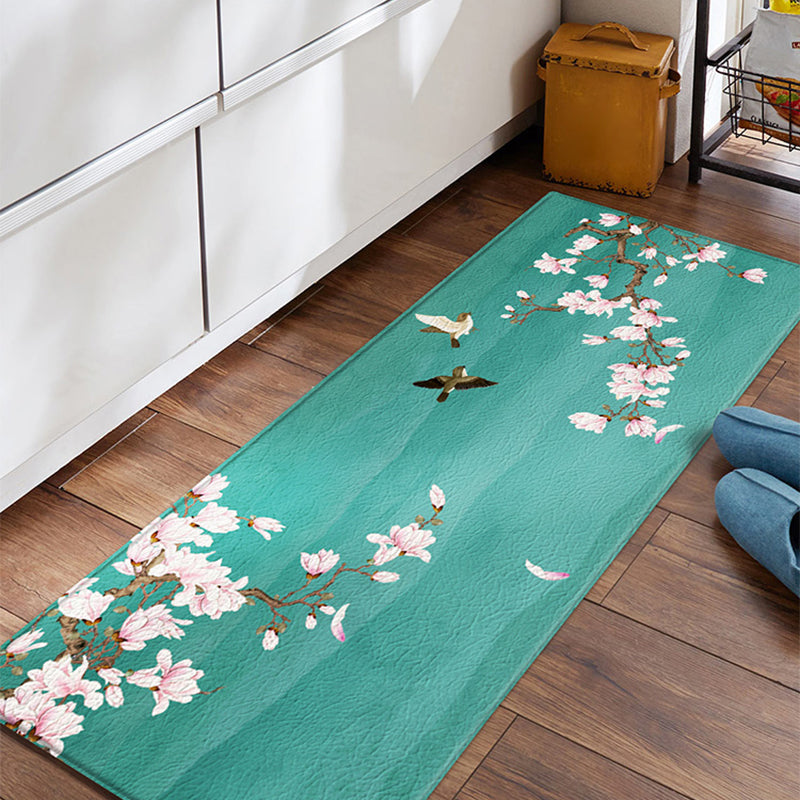 Avtoit | Relaxing floral printed carpet multi-colored PVC indoor rug with non-slip backing pet-friendly rug for home