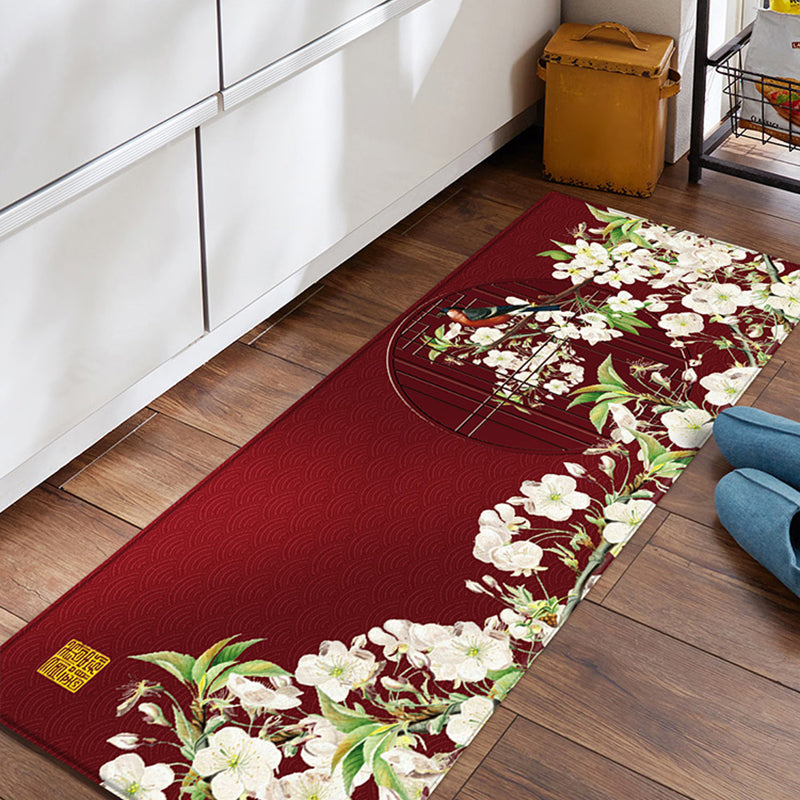 Avtoit | Relaxing floral printed carpet multi-colored PVC indoor rug with non-slip backing pet-friendly rug for home