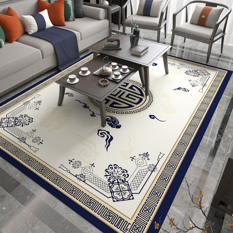 Avtoit | Asian Living Room Carpet Multicolored Chinese Print Carpet Polyester Non-Slip Underlay Pet-Friendly Indoor Carpet