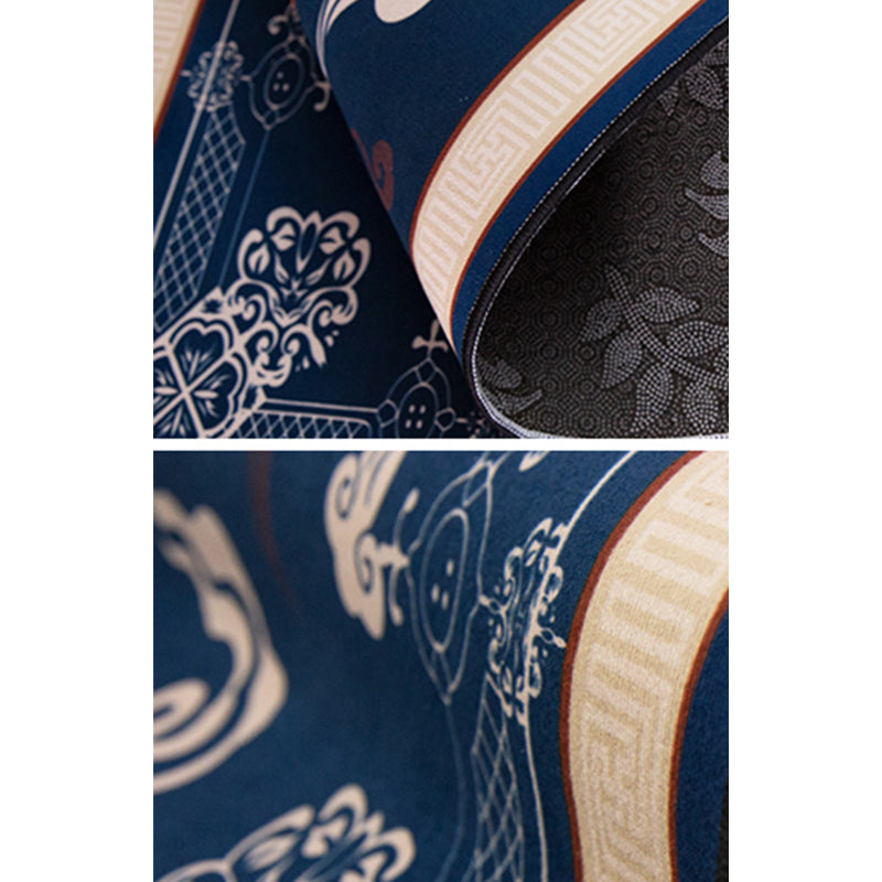 Avtoit | Asian Living Room Carpet Multicolored Chinese Print Carpet Polyester Non-Slip Underlay Pet-Friendly Indoor Carpet