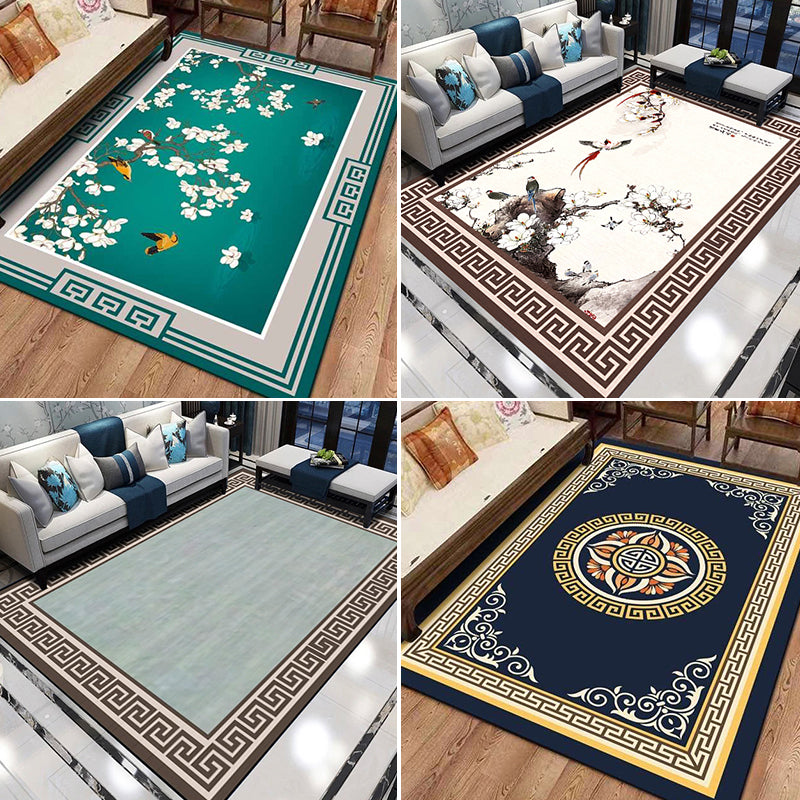 Avtoit | Formal Living Room Rug Versatile Floral Pattern Rug Polyester Non-Slip Back Machine Washable Rug