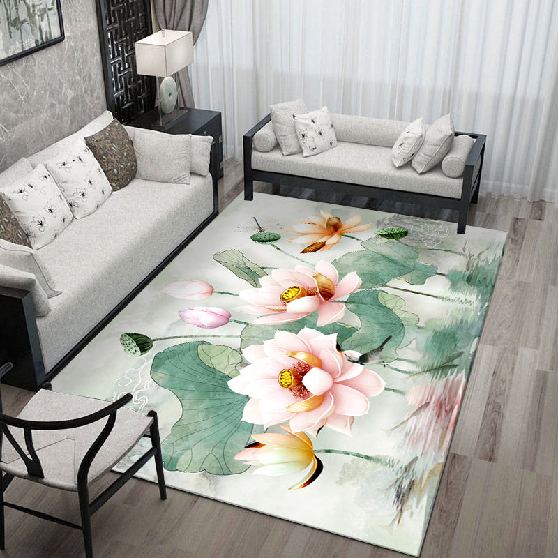 Avtoit | Formal Living Room Rug Versatile Floral Pattern Rug Polyester Non-Slip Back Machine Washable Rug