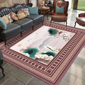 Avtoit | Asian Living Room Rug Multicolored Flower Pattern Printed Rug Indoor Synthetic Non-Slip Back Easy Care Rug
