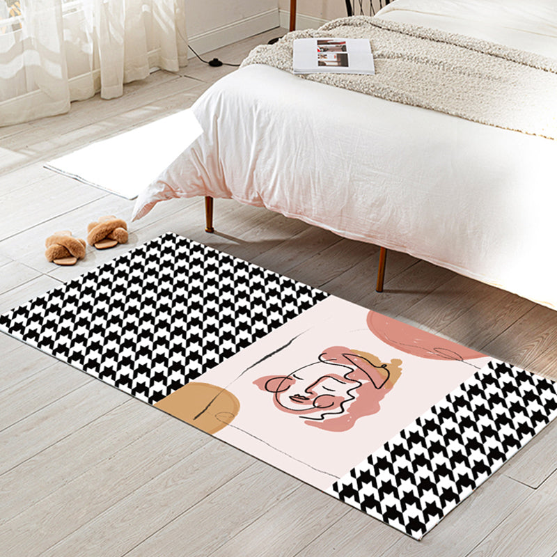 Avtoit | Western Houndstooth Pattern Rug Multicolor Polyester Area Rug Non-Slip Back Pet Friendly Indoor Rug for Room