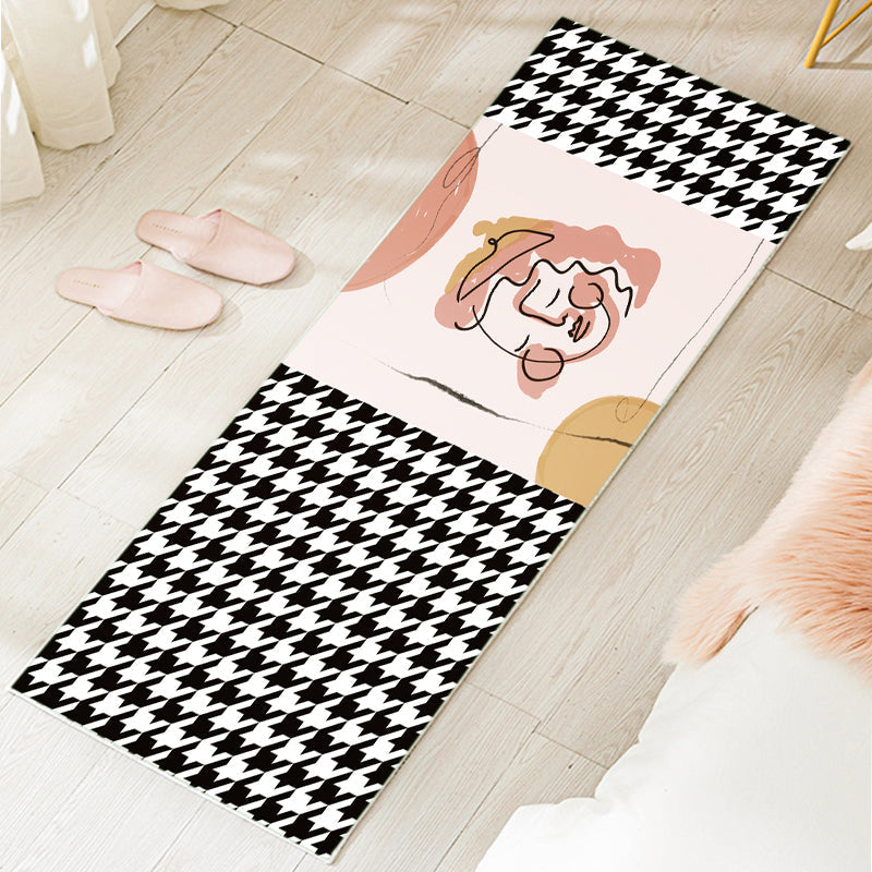 Avtoit | Western Houndstooth Pattern Rug Multicolor Polyester Area Rug Non-Slip Back Pet Friendly Indoor Rug for Room