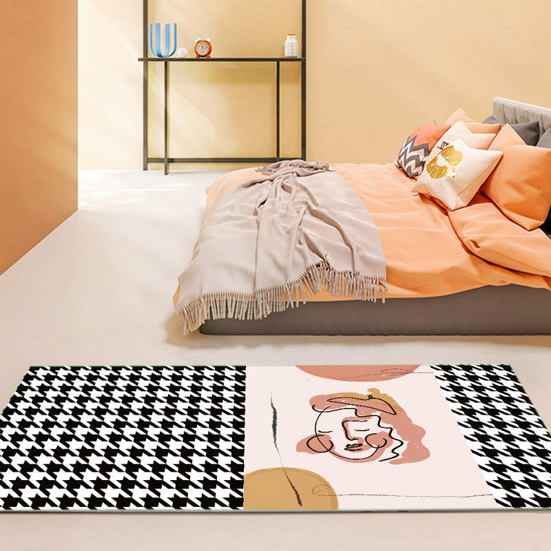 Avtoit | Western Houndstooth Pattern Rug Multicolor Polyester Area Rug Non-Slip Back Pet Friendly Indoor Rug for Room