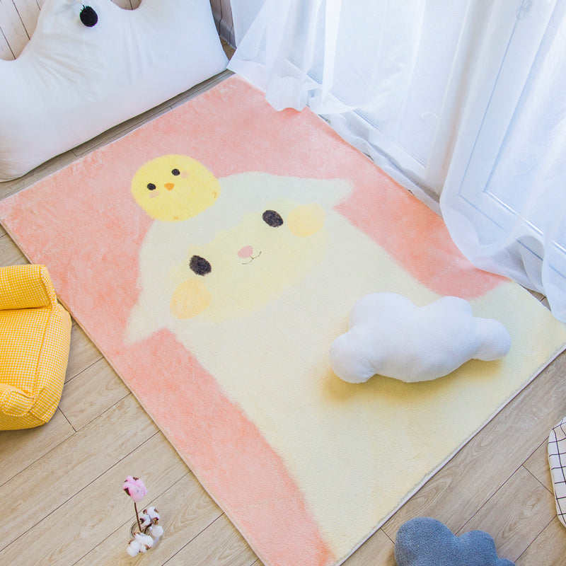Avtoit | Northern European Cartoon Printed Carpet Multicolor Polyester Area Rug Non-Slip Backing Pet-Friendly Rug for Children