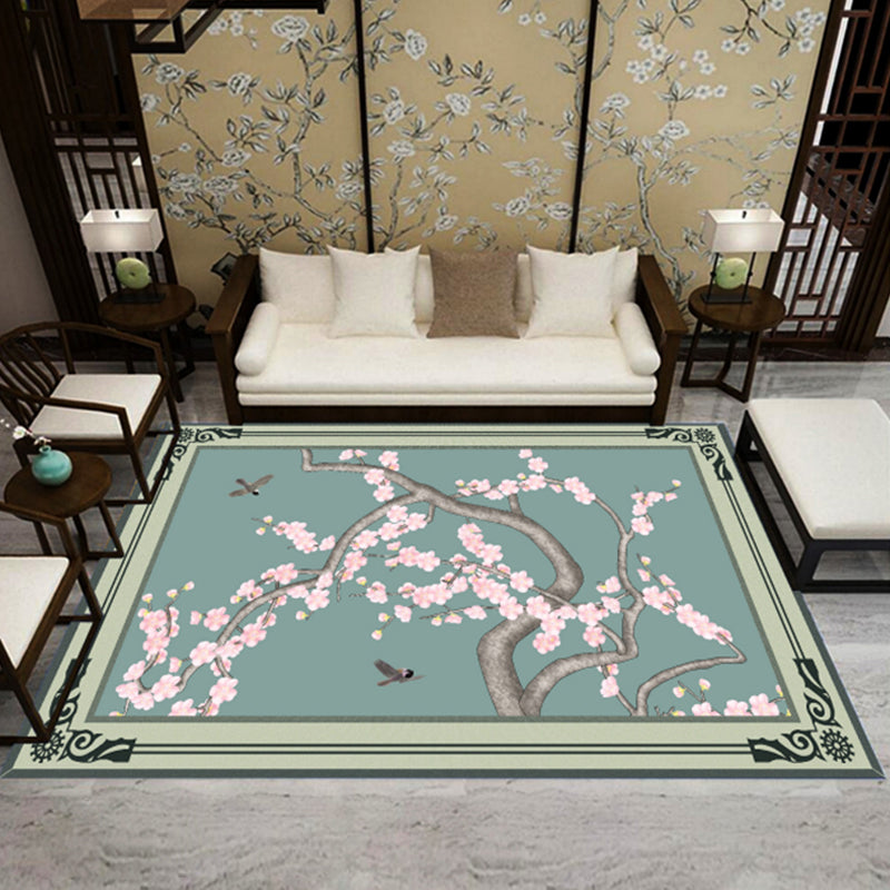 Avtoit | Asia Living Room Rug Multicolored Floral Pattern Area Rug Synthetic Easy Care Pet Friendly Indoor Rug