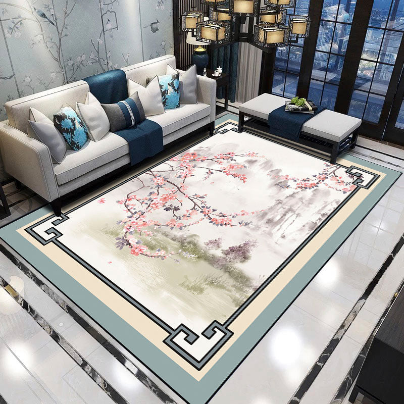 Avtoit | Relaxing Living Room Carpet Multicolored Floral Pattern Carpet Synthetic Non-Slip Pet-Friendly Easy-Care Carpet
