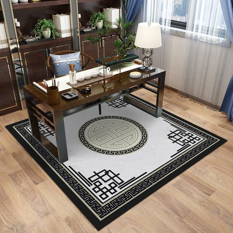 Avtoit | Multi-Color Pattern Rug Polypropylene Asia Indoor Rug Non-Slip Back Stain-Resistant Area Rug for Living Room