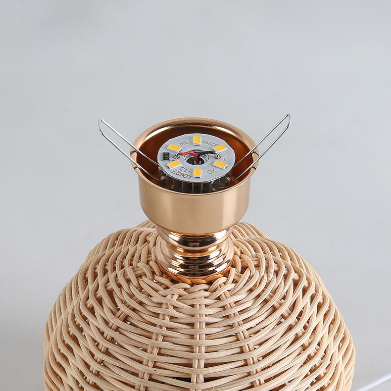 Avtoit | RattaLume Nordic LED Table Lamp | Woven Rattan & Foldable Fabric Shade | Mood Light | Decor for the Bedroom