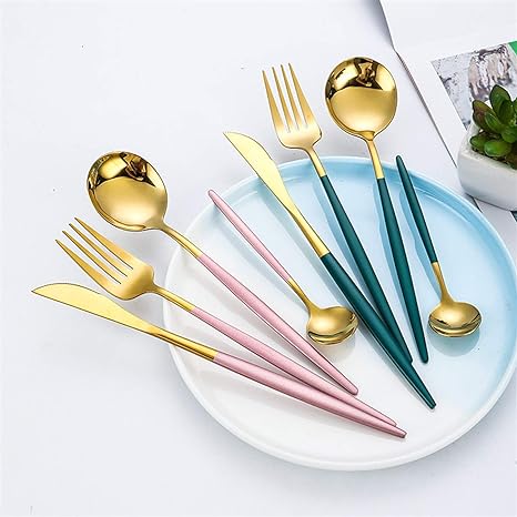 Avtoit | 24-Piece Stainless Steel Gold-Silver Luxury Cutlery Set – RoyalGlow