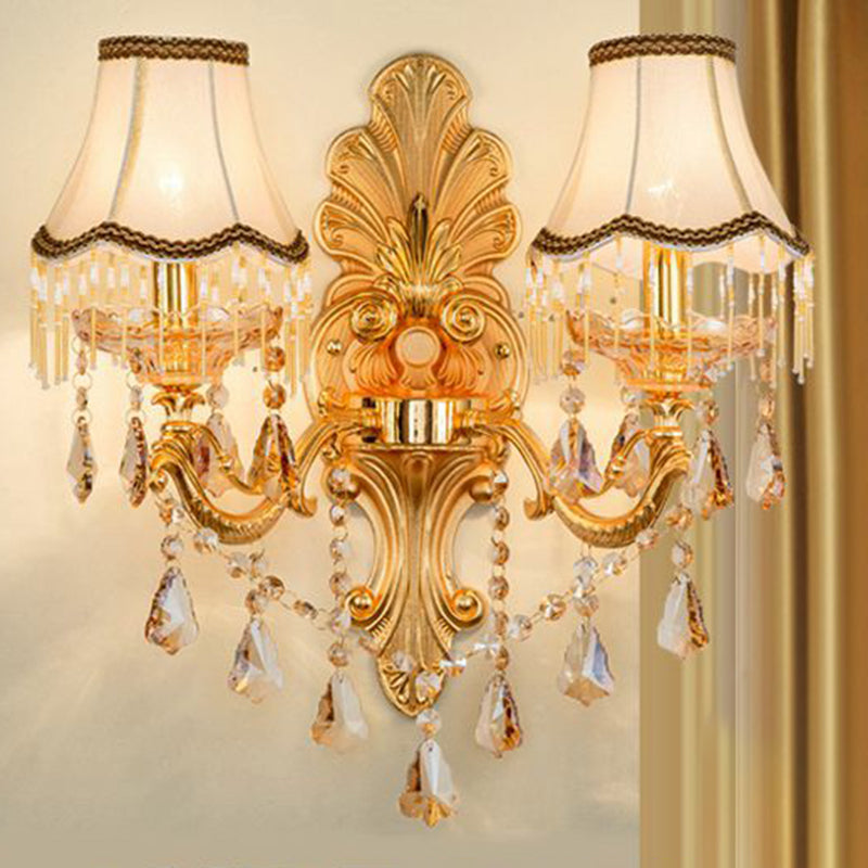 Avtoit | Victorian Candle Wall Sconces Lighting Metal Wall Mount Light with Shade and Crystal Decor