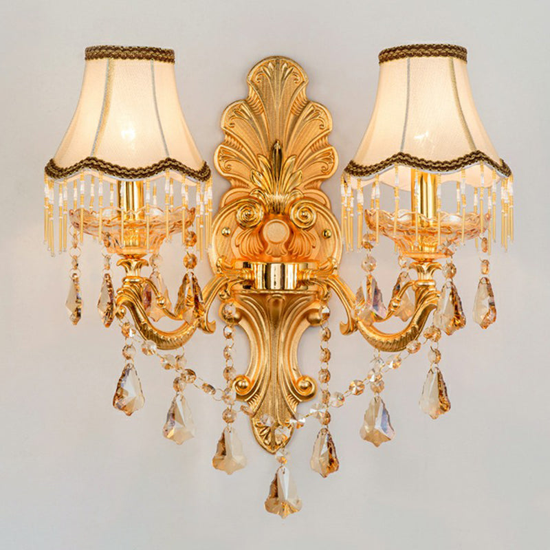 Avtoit | Victorian Candle Wall Sconces Lighting Metal Wall Mount Light with Shade and Crystal Decor