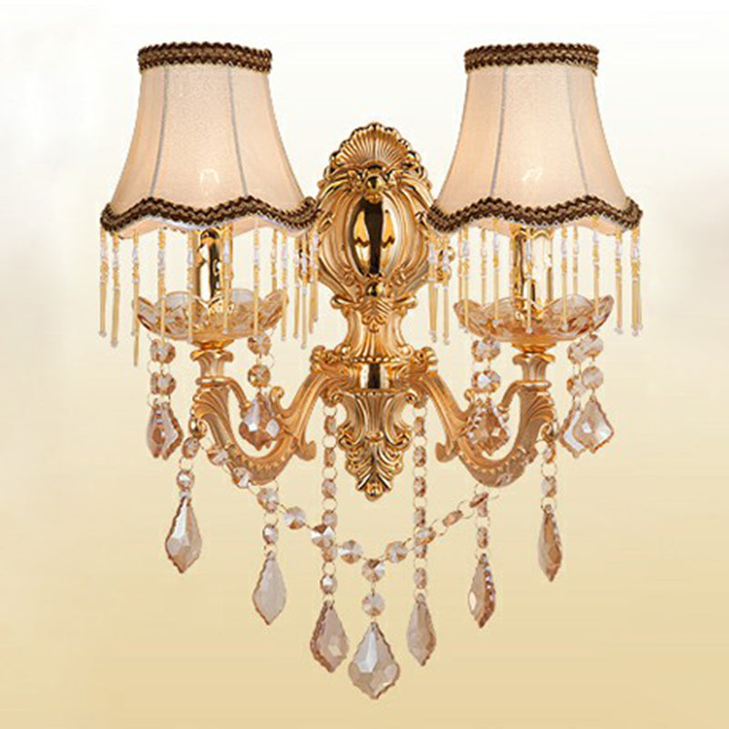 Avtoit | Victorian Candle Wall Sconces Lighting Metal Wall Mount Light with Shade and Crystal Decor