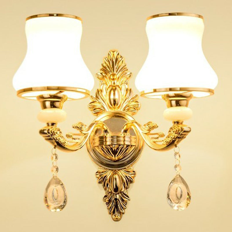 Avtoit | Victorian Candle Wall Sconces Lighting Metal Wall Mount Light with Shade and Crystal Decor