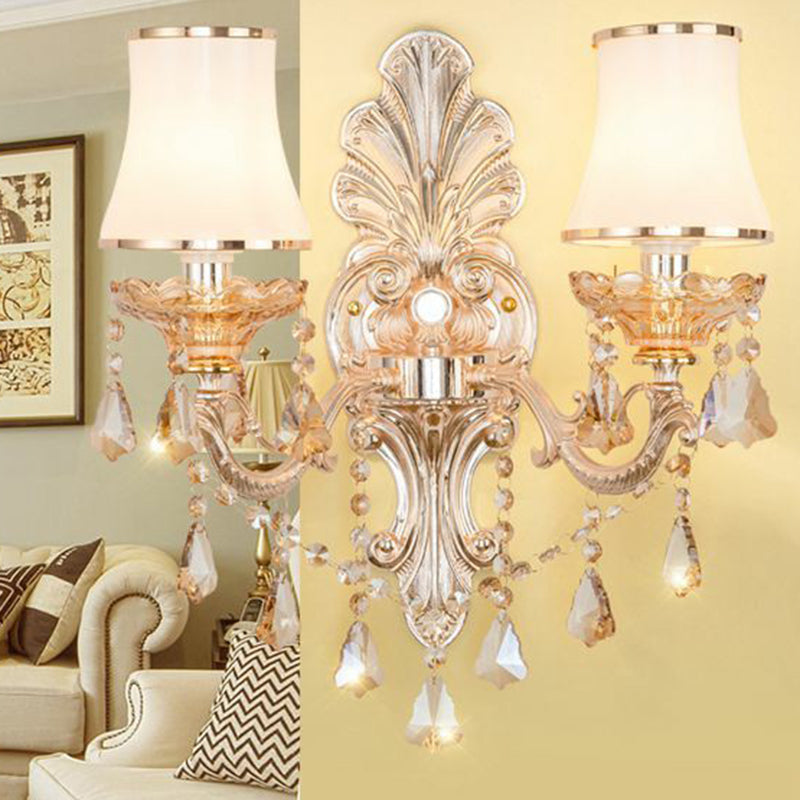 Avtoit | Victorian Candle Wall Sconces Lighting Metal Wall Mount Light with Shade and Crystal Decor