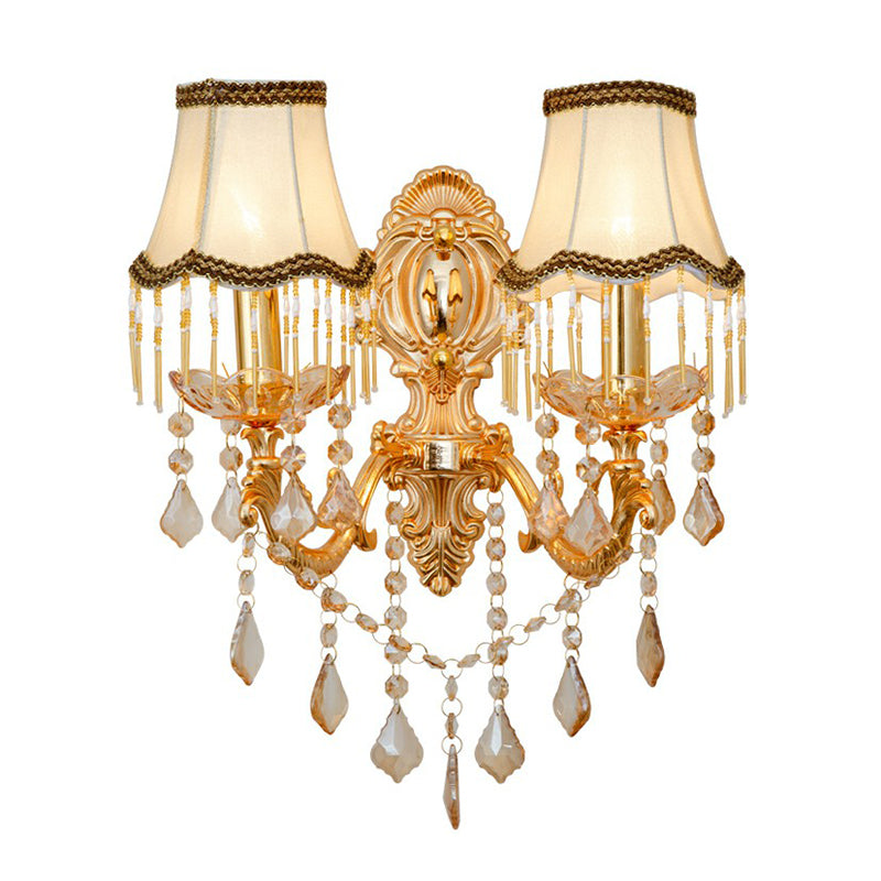 Avtoit | Victorian Candle Wall Sconces Lighting Metal Wall Mount Light with Shade and Crystal Decor