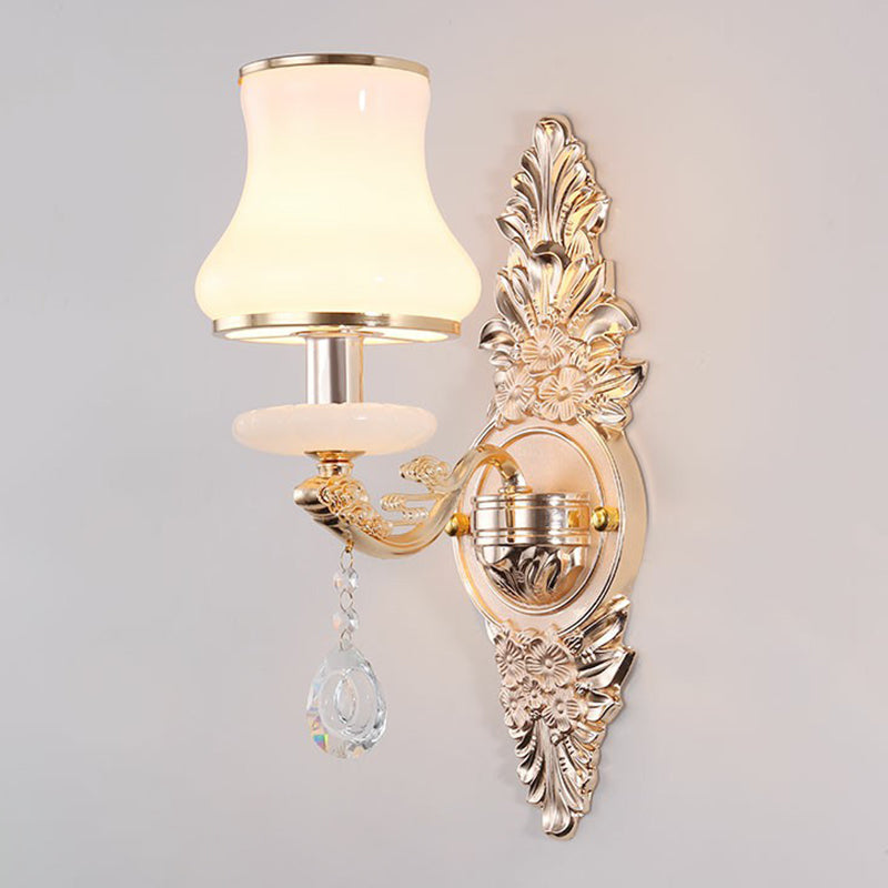 Avtoit | Victorian Candle Wall Sconces Lighting Metal Wall Mount Light with Shade and Crystal Decor