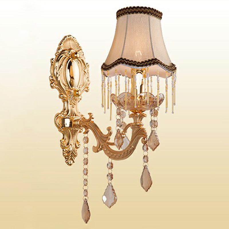 Avtoit | Victorian Candle Wall Sconces Lighting Metal Wall Mount Light with Shade and Crystal Decor