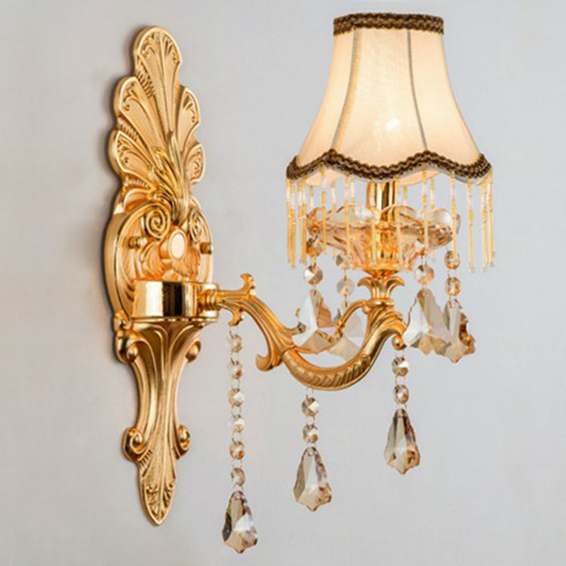 Avtoit | Victorian Candle Wall Sconces Lighting Metal Wall Mount Light with Shade and Crystal Decor