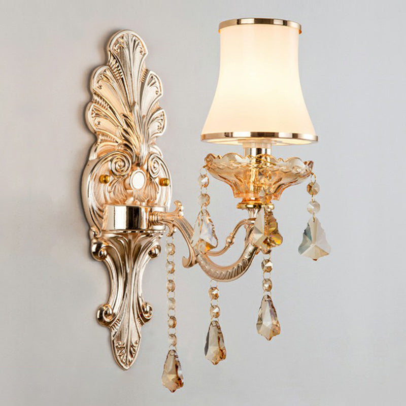 Avtoit | Victorian Candle Wall Sconces Lighting Metal Wall Mount Light with Shade and Crystal Decor