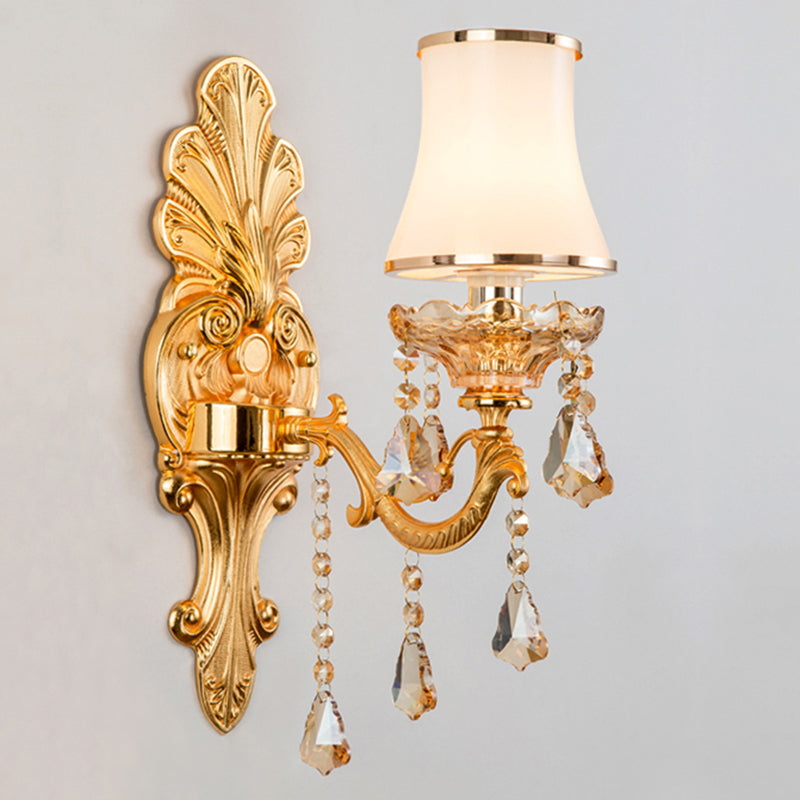 Avtoit | Victorian Candle Wall Sconces Lighting Metal Wall Mount Light with Shade and Crystal Decor