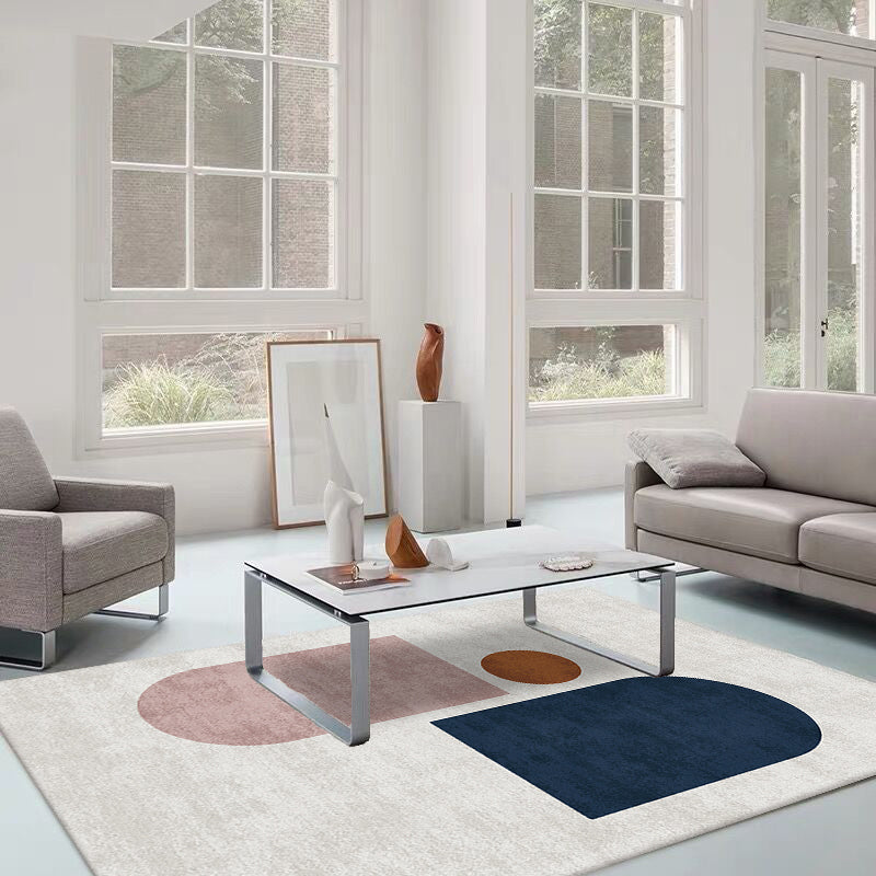Avtoit | Relaxing Color Box Rug Multicolored Synthetic Indoor Rug Non-Slip Back Pet-Friendly Area Rug for Living Room