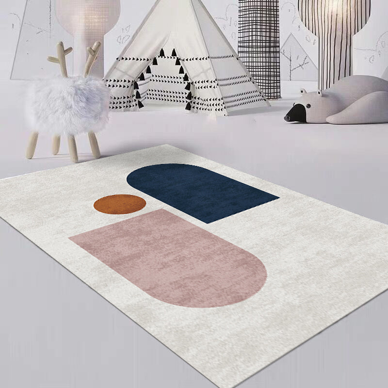 Avtoit | Relaxing Color Box Rug Multicolored Synthetic Indoor Rug Non-Slip Back Pet-Friendly Area Rug for Living Room