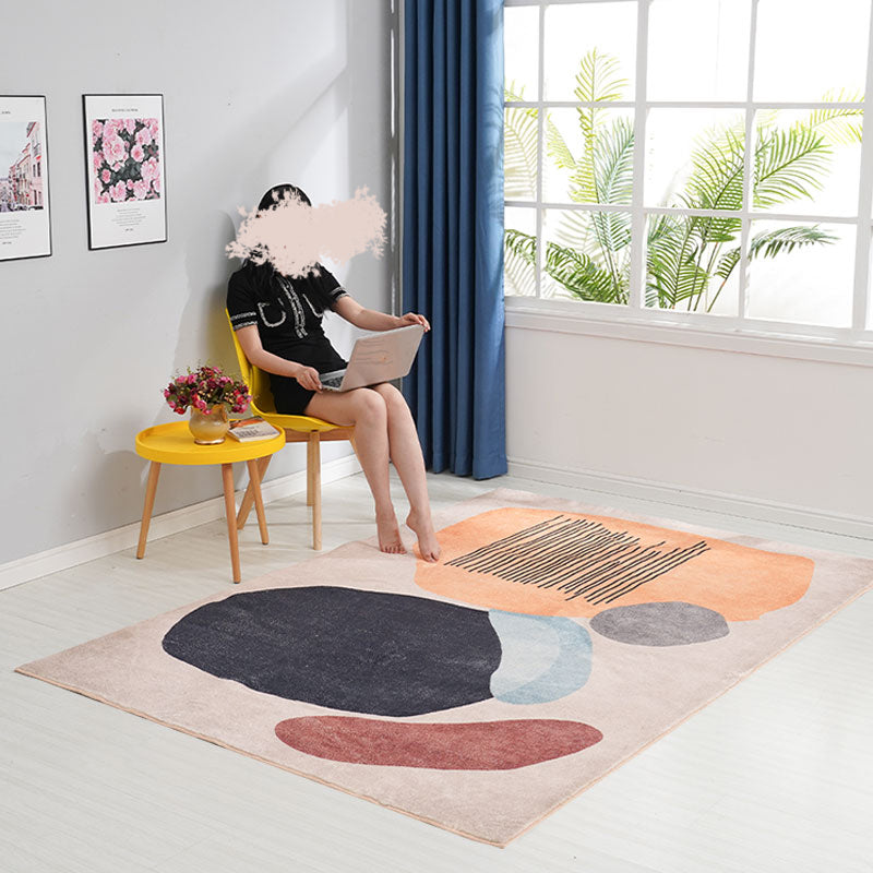 Avtoit | Scandinavian Color Block Rug Multicolored Polypropylene Indoor Rug Non-Slip Back Pet-Friendly Rug for Living Room