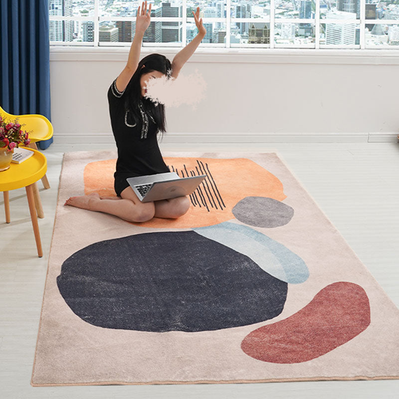 Avtoit | Scandinavian Color Block Rug Multicolored Polypropylene Indoor Rug Non-Slip Back Pet-Friendly Rug for Living Room