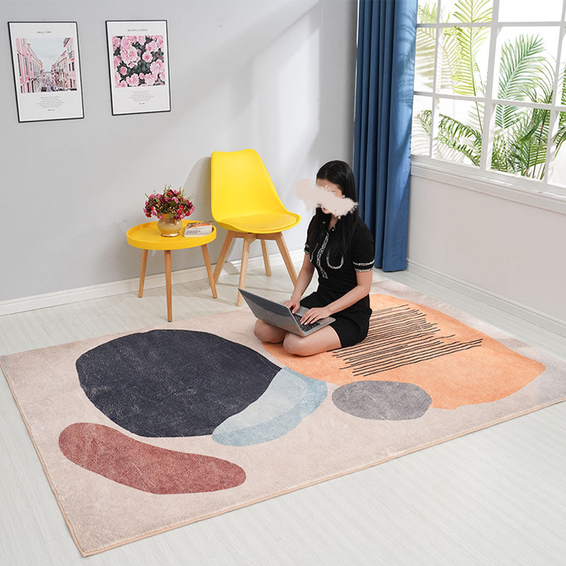 Avtoit | Scandinavian Color Block Rug Multicolored Polypropylene Indoor Rug Non-Slip Back Pet-Friendly Rug for Living Room