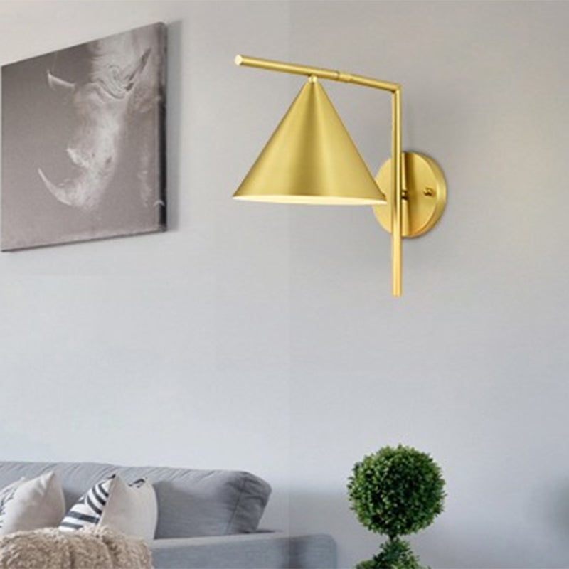 Avtoit | Cone Metal Wall Lighting Contemporary 1 Light Black/White/Gold Wall Lamp Over Table, 8" B