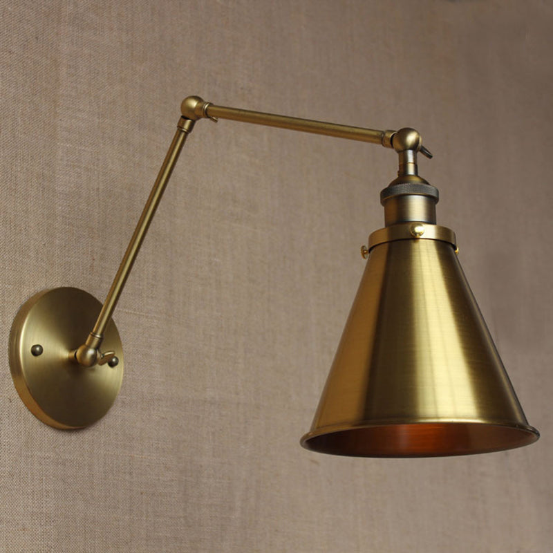 Avtoit | Cone-shaped Shade Iron Wall Mount Light Antique 1 Bulb Bedroom Wall Lighting Fixture