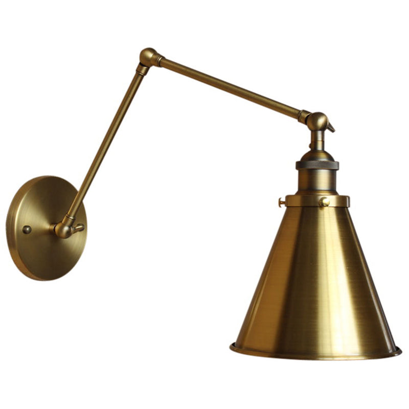 Avtoit | Cone-shaped Shade Iron Wall Mount Light Antique 1 Bulb Bedroom Wall Lighting Fixture