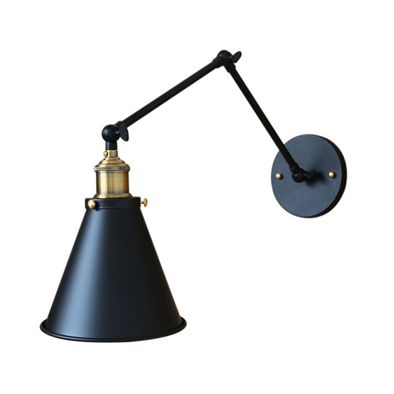 Avtoit | Cone-shaped Shade Iron Wall Mount Light Antique 1 Bulb Bedroom Wall Lighting Fixture