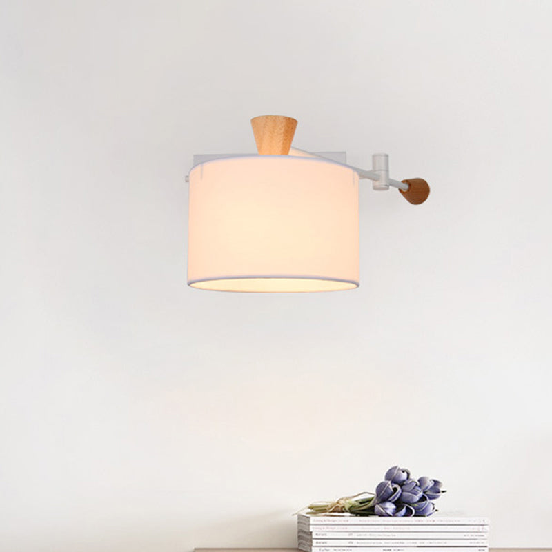 Avtoit | Drum Wall Lamp Sconce Modernism Fabric 1 Light Sconce Light in Black/White for Living Room