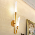 Avtoit | Black/Gold Finish Pipe Wall Lamp 2 Head Post Modern Matte Glass Wall Lamp for Living Room