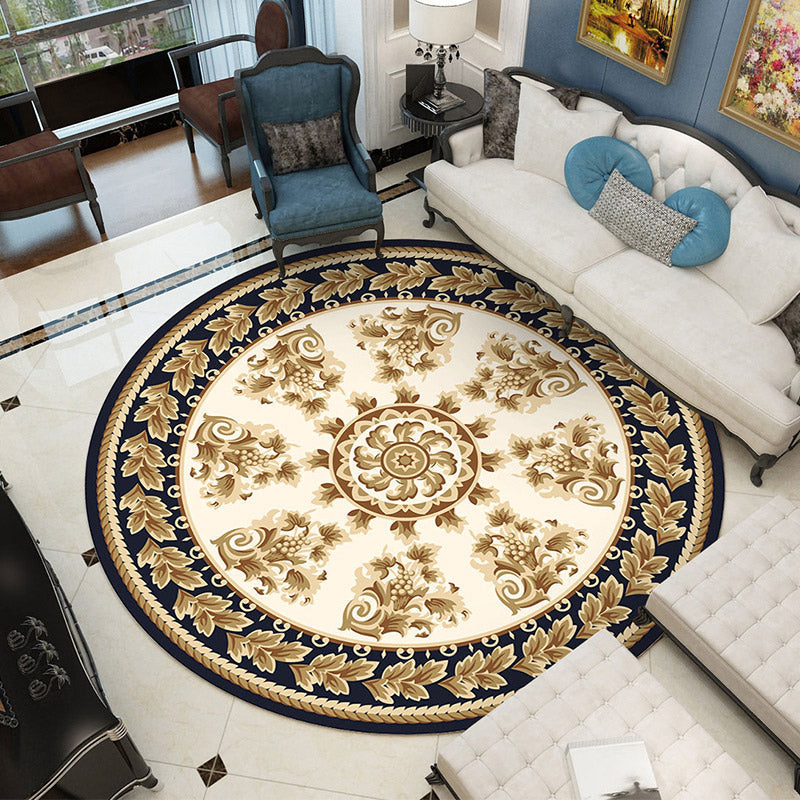 Avtoit | Shabby Chic Living Room Rug Multicolored Flower Printed Indoor Carpet Non-Slip Pet-Friendly Area Rug