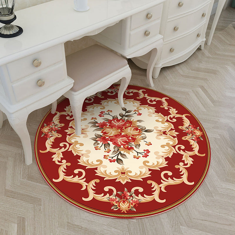 Avtoit | Shabby Chic Living Room Rug Multicolored Flower Printed Indoor Carpet Non-Slip Pet-Friendly Area Rug